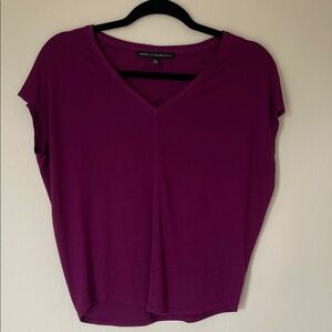 White House Black Market Magenta V-Neck Blouse